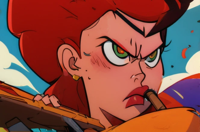 Gladys Smoking Cigar run out Pyeonghwa Land in Paju, Angry and Mad, Art Style