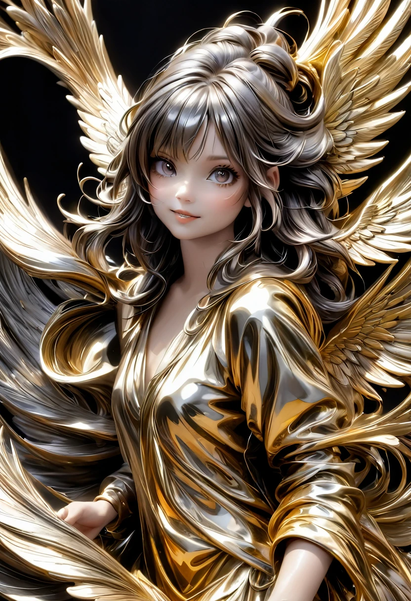 Liquid Metal sculpture, a harpy girl