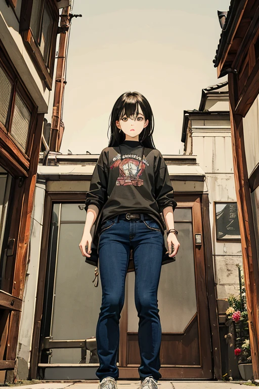 high quality、masterpiece、High sensitivity、One Woman、Small 、Thin thighs、Defeated pants、Iron pipe、end of the century