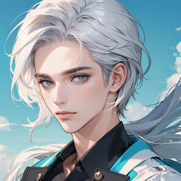 "(melhor qualidade,ultra-detalhado,realista:1.37),average,retrato,olhos roxos,cabelo branco,Homem com cabelo average,estilo de pintura fina,detailed facial features,attractive male appearance"