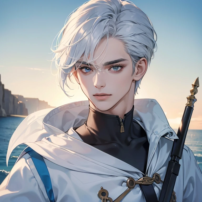 "(melhor qualidade,ultra-detalhado,realista:1.37),average,retrato,olhos roxos,cabelo branco,Homem com cabelo average,estilo de pintura fina,detailed facial features,attractive male appearance"