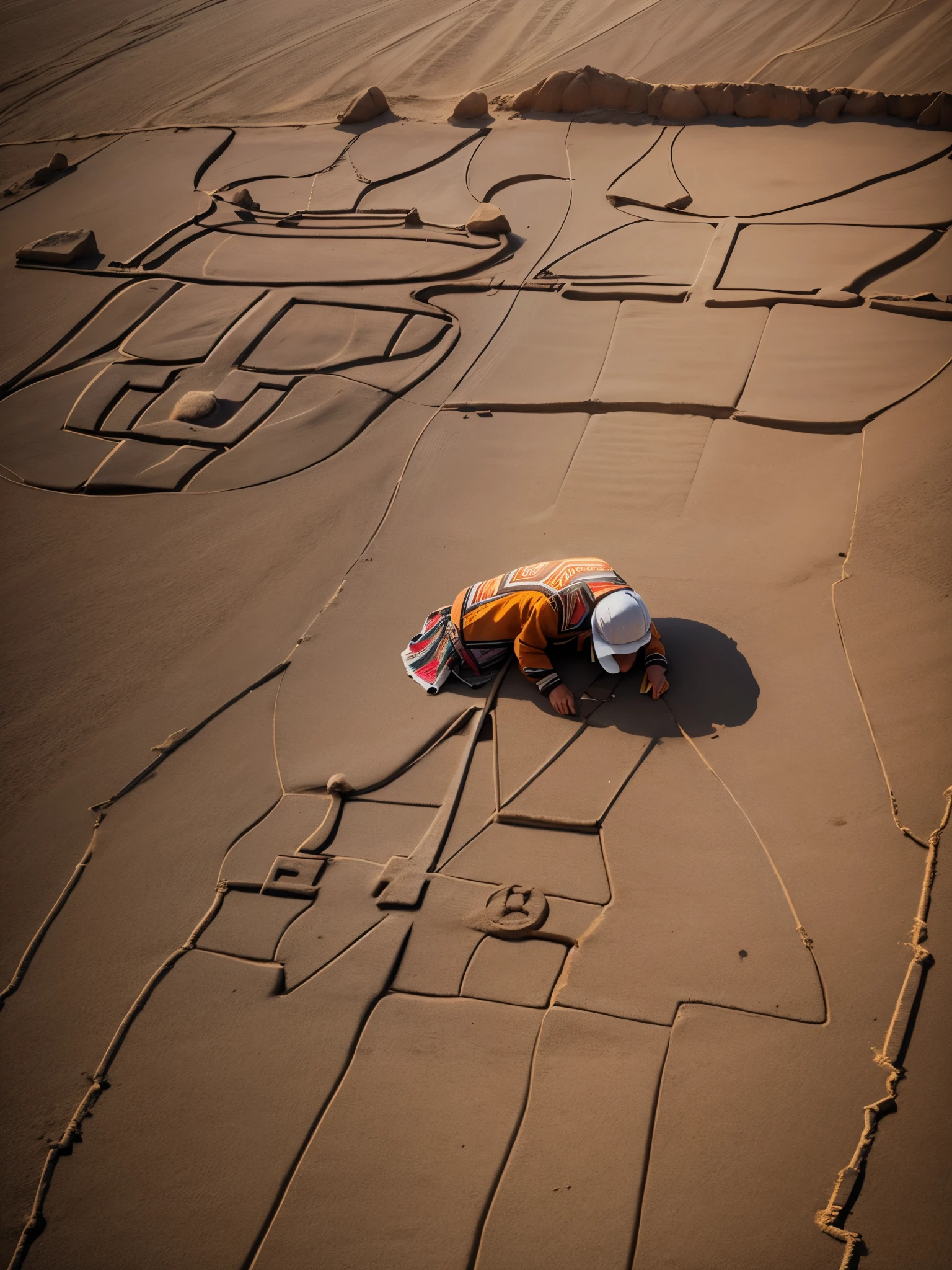 nazca people making nazca lines in Peru 