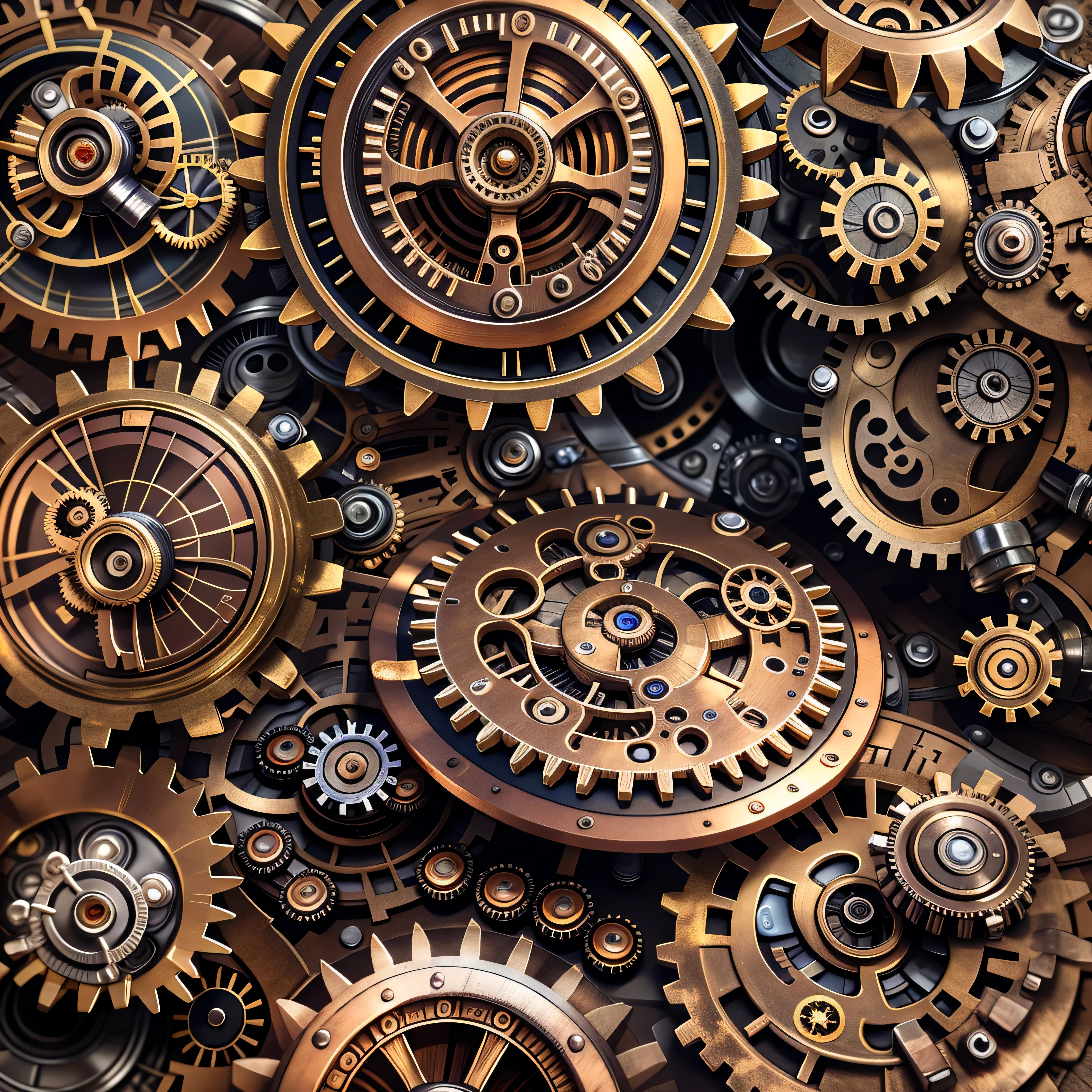 Steampunk Gears, on a button pin, photo-realistic, octane render, unreal engine, ultra-realistic