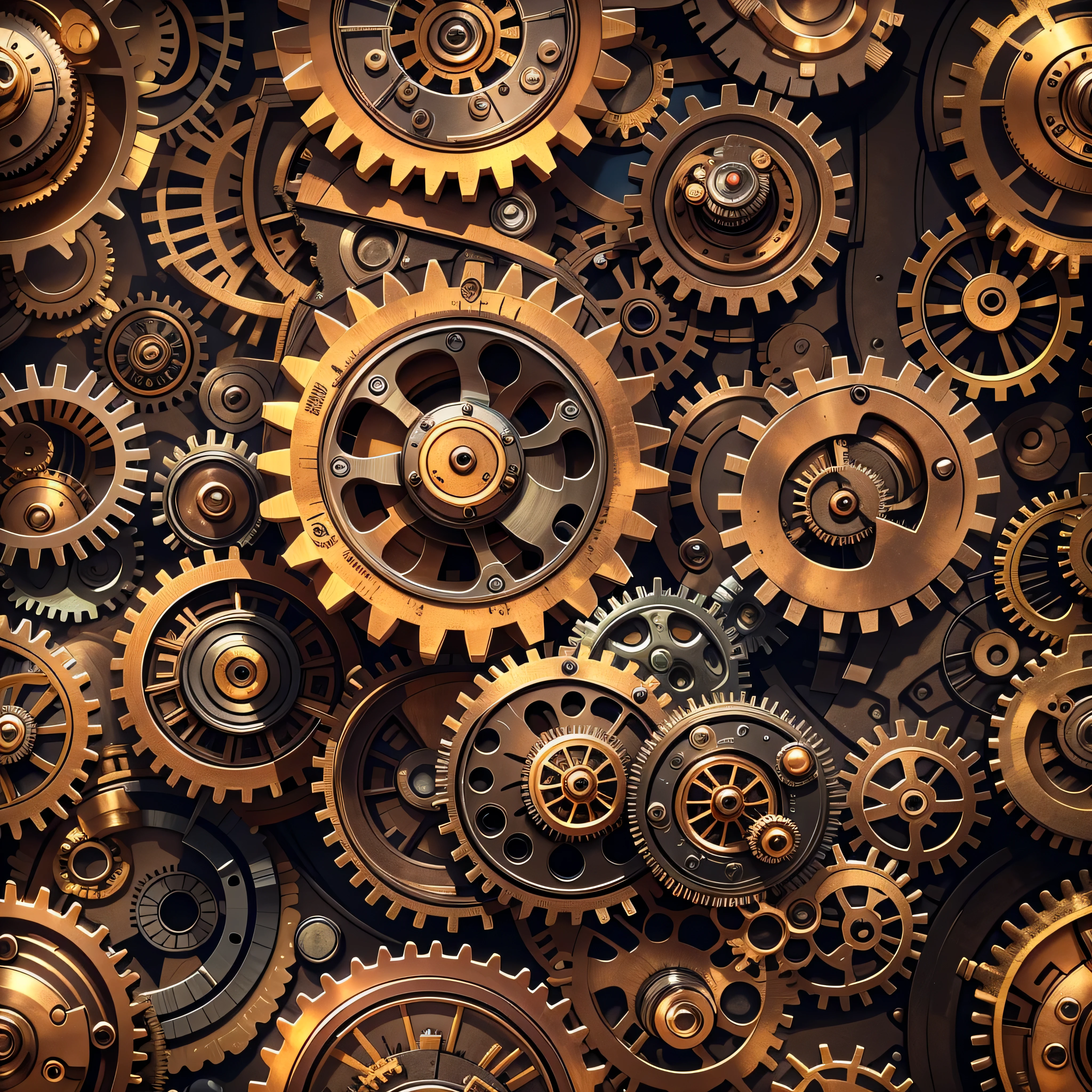 a highly detailed steampunk gears, photo-realistic, octane render, unreal engine, ultra-realistic, complex machinery, cogs, brass, copper, iron, grungy, industrial, intricate, dynamic, cinematic lighting, dramatic shadows, depth of field, award winning