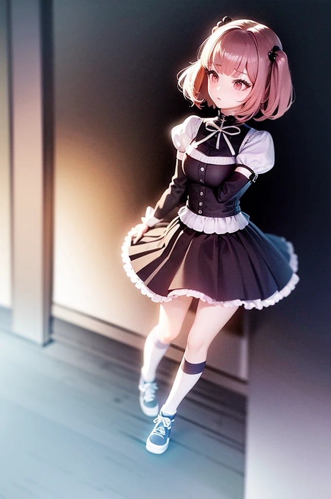 there are two pictures of a girl in a short skirt and a cat, soft cute colors, magical school student uniform, style of magical girl, anime vtuber full body model, anime set style, anime styled 3d, aya takano color style, chiho aoshima color scheme, pastel goth, peach and goma style, my dress up darling anime