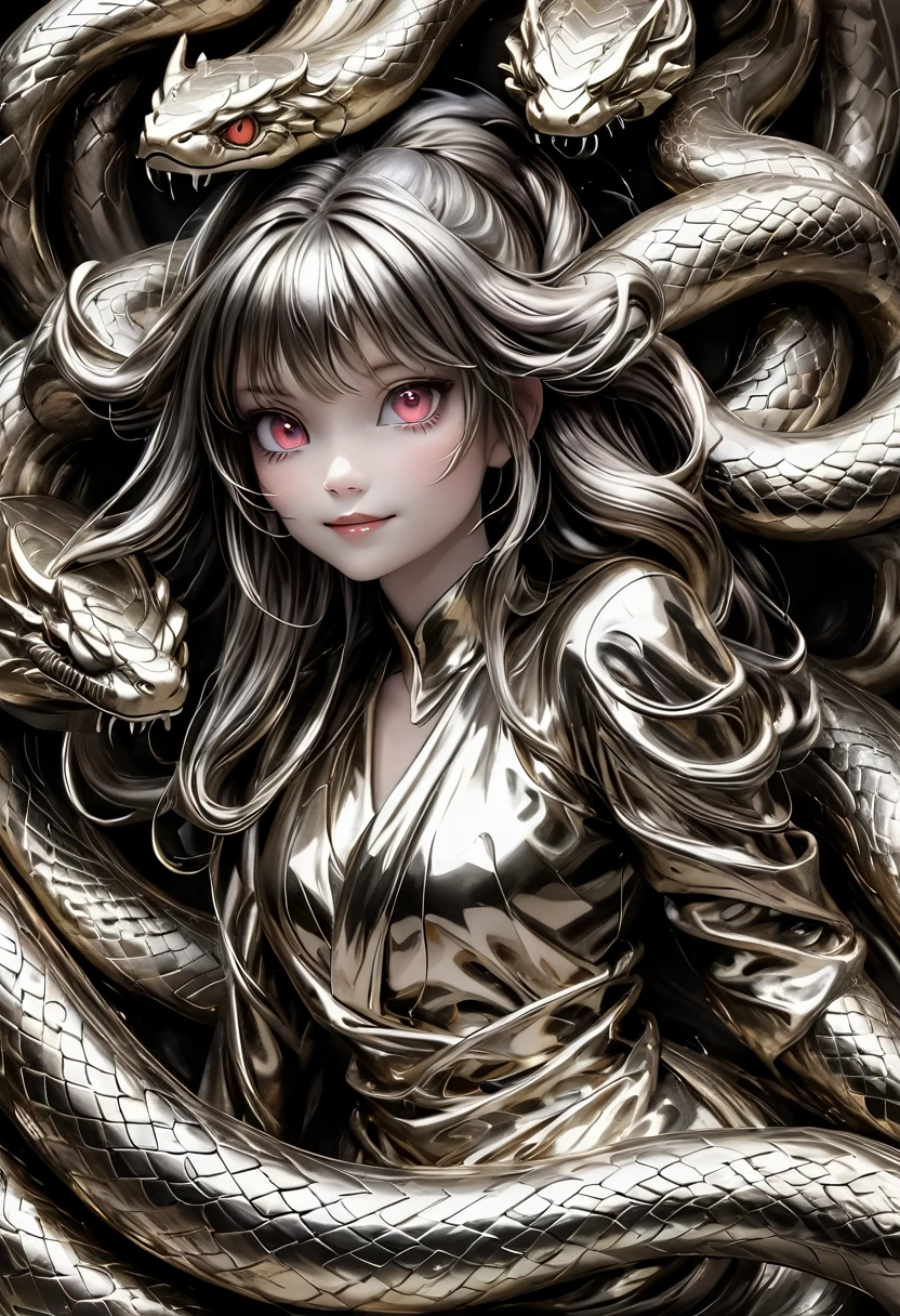 Liquid Metal sculpture, a snake demon girl