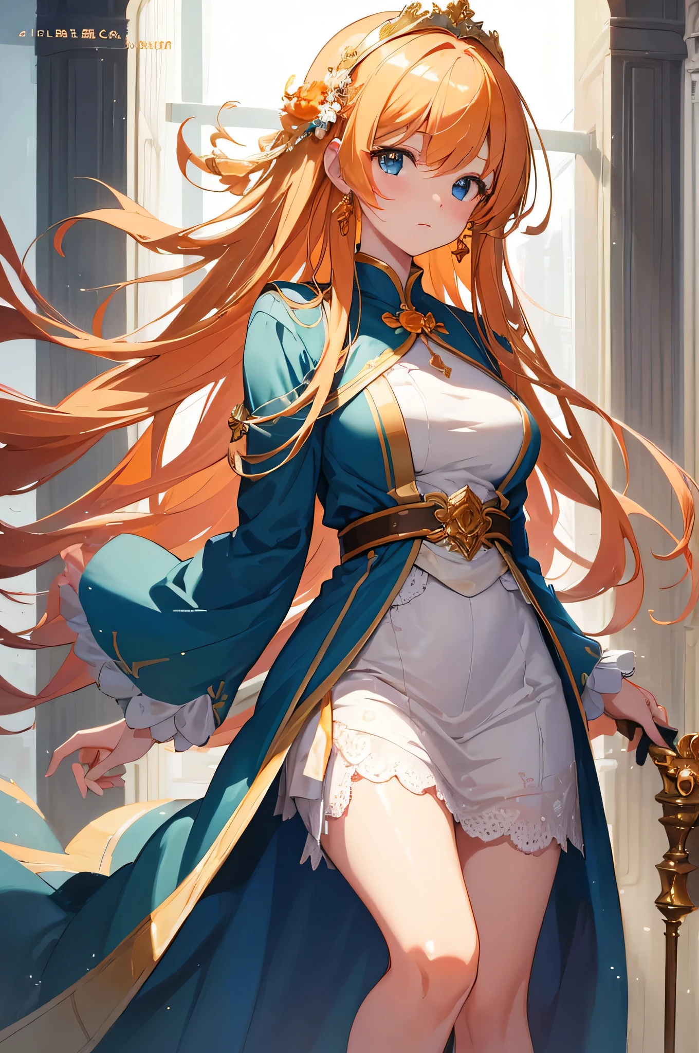 (masterpiece)), ((highest quality)), ((High resolution)), ((In detail))、Anime style white woman、Theme: orange、Beautiful light、cute、beauty、
