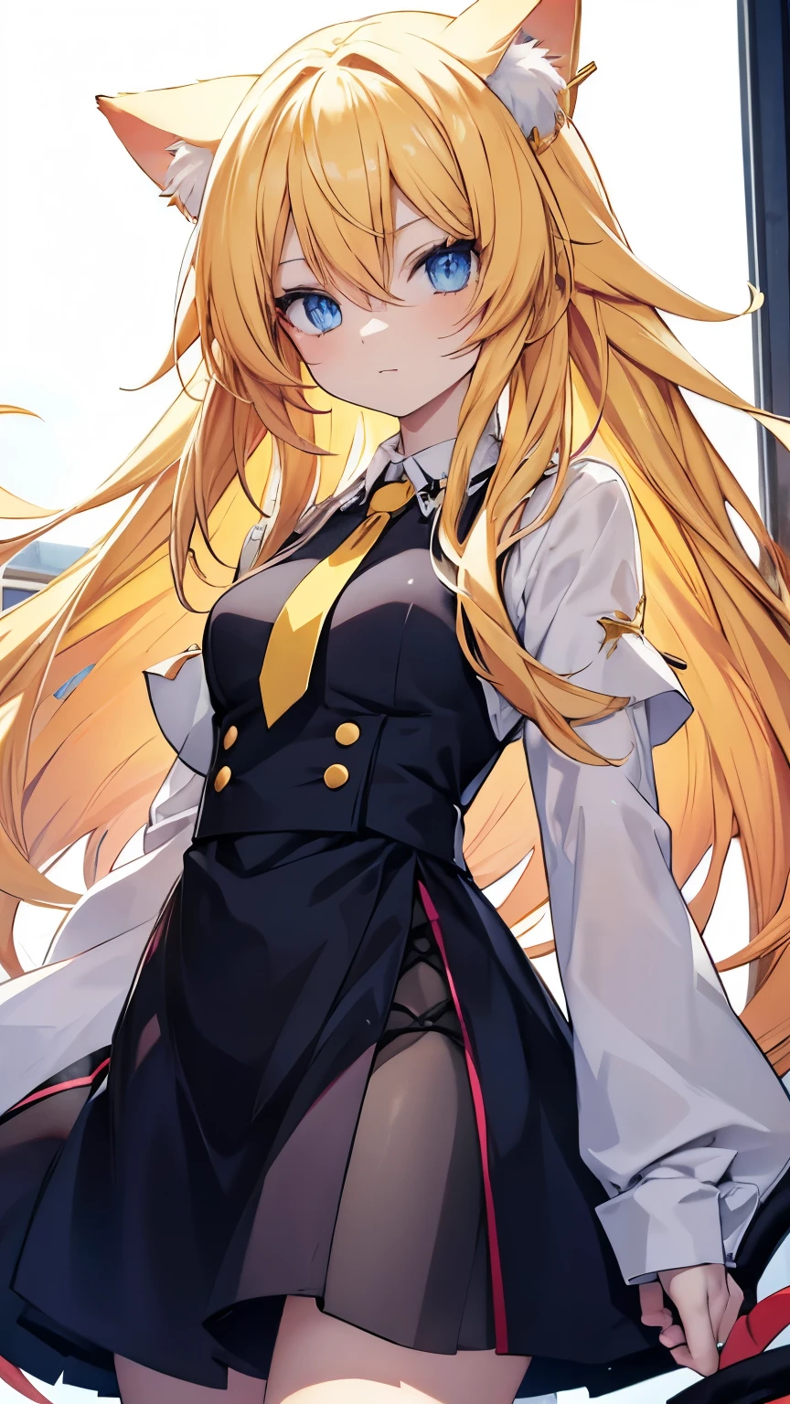 Anime cat girl with long yellow hair and blue eyesSexxy