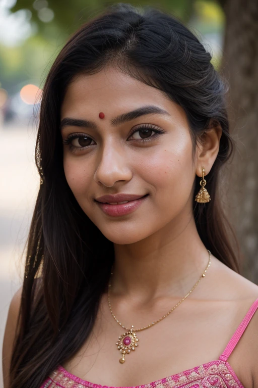 Best quality, masterpiece, super high resolution, pure body, clear pores visible, (smile:0.8), (((desi girl))), chubby face, 24 years old indian bengali girl look like sai pallavi who wearing cyan color indian sari, (realism:1.5), original photo, bare shoulders, in the dark, night scene, deep shadows, low-key, cold light, kind face, beautiful light wavy thin hair(not heavy hair:0.5), attractive neck, beautiful-cute brown eyes, light and thin eyebrows, no makeup, wearing light thin necklace in her neck, and smiling.skin color should be chocolate skin and lip light pink color, Take her picture from outside of indian wedding event background. Show her full picture, indian pose, city indian, bokeh, no dot in her forehead, smile in her face, ponytail, cute cheek, not perfect noise.
Indian