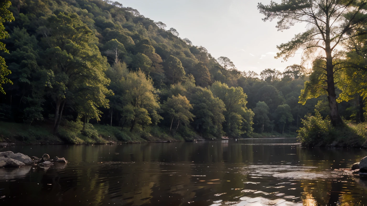 Anoitecer, lago, DAWN to NIGHT In the forest, Floresta detalhada de Pinheiros, nuvens, obra-prima, cinematic light, soft lighting, profundidade de campos, reflection in the water, hentail realism, Ultra detalhada, Pequenos detalhes realistas, realisticamente,Fotos ultra-realistas,8K Ultra HD,SLR digital,soft lighting,alta qualidade,film grain,Fujifilm XT3,e)), ((Obra de arte)), (detalhado), rosto perfeito