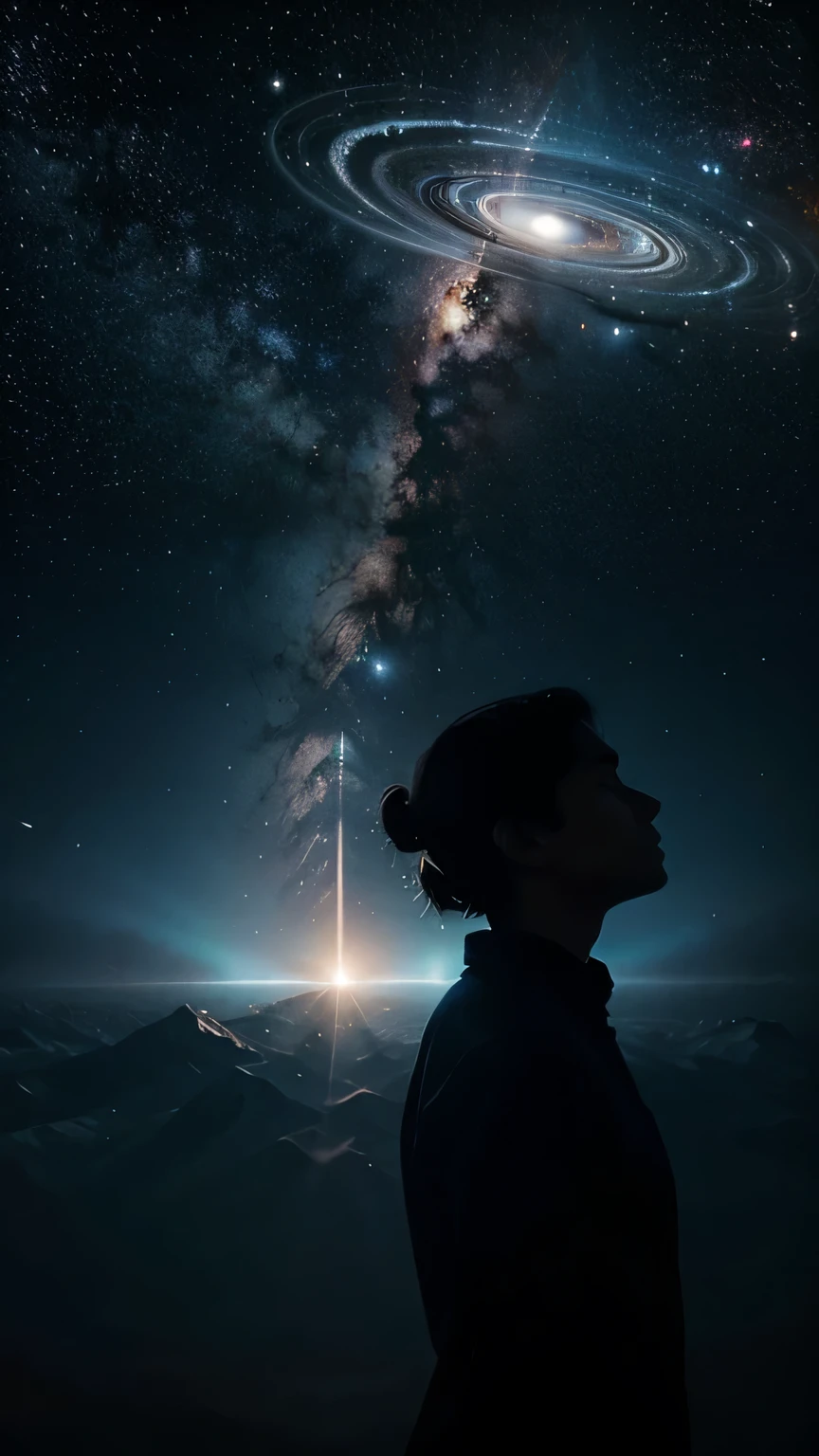 A person gradually disappearing in a universe setting, symbolizing the change that the absence of an individual brings."