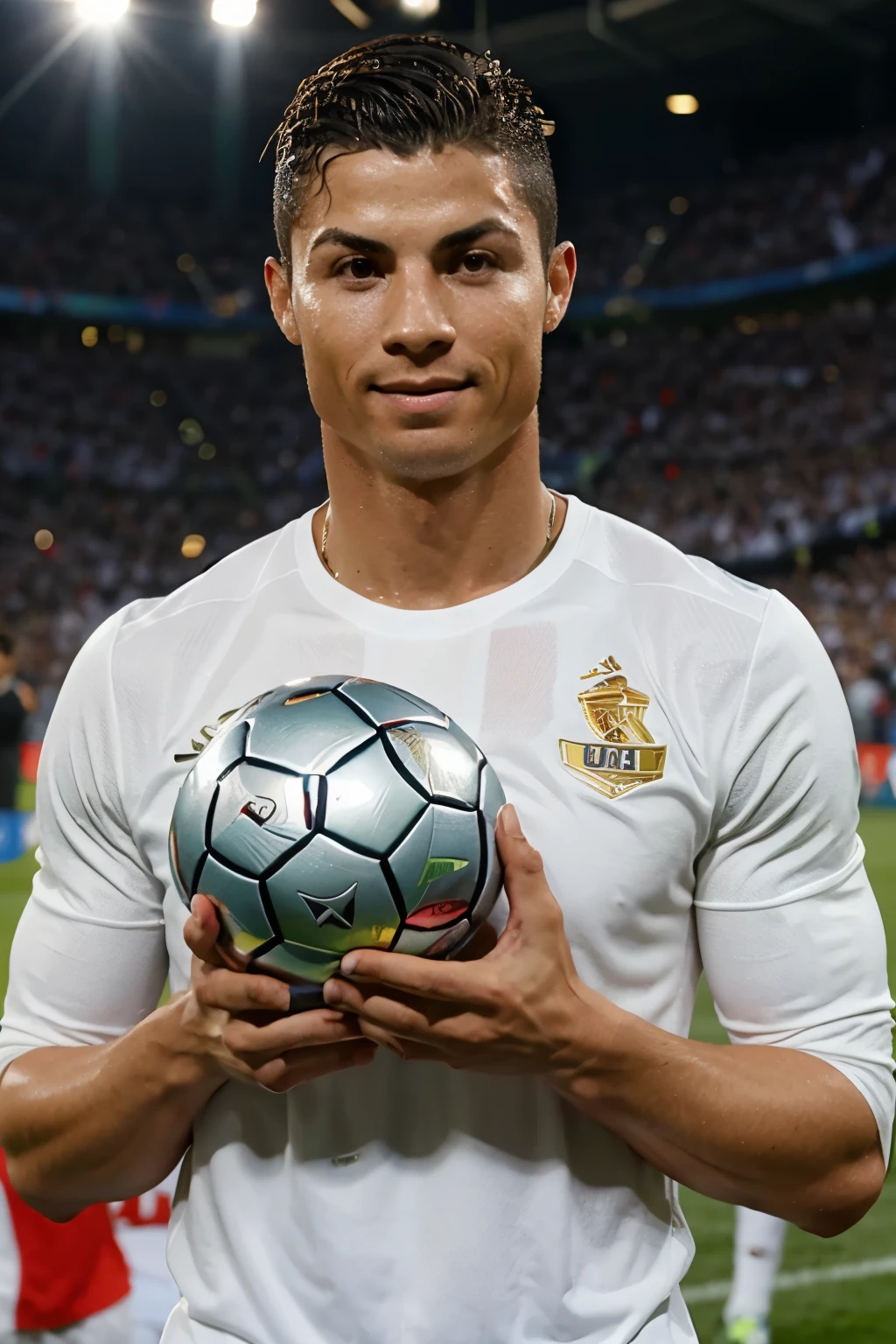 cristiano ronaldo con una copa del mundo