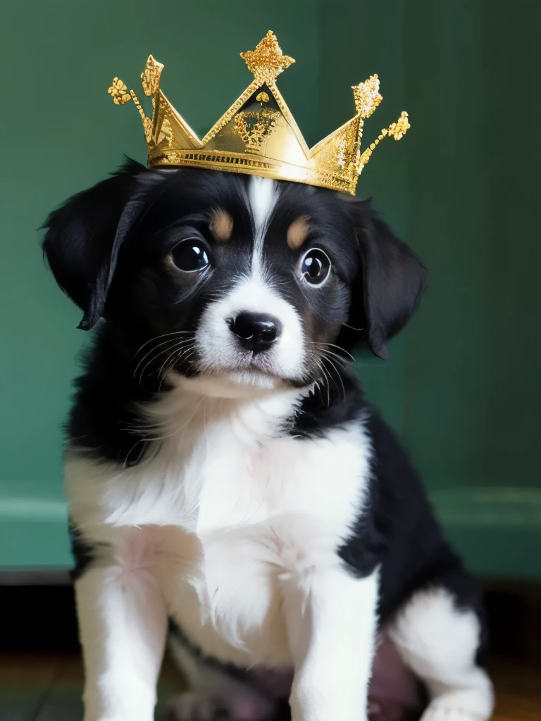 Puppy wearing a crown