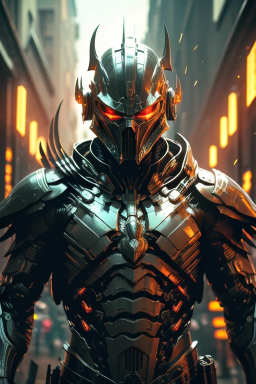 Sprite cyberpunk estilo SH4G0D, Darth Dragon, capa negra de hombros anchos (luces y interruptores de trucos) ((cromo negro))