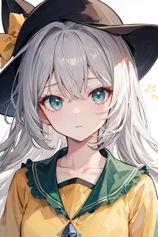 highest quality　Neutral face　woman　I have long hair　Odd Eye　Gray Hair　Koishi Komeiji　beautiful girl　Cat ear　Embarrassed　cute
