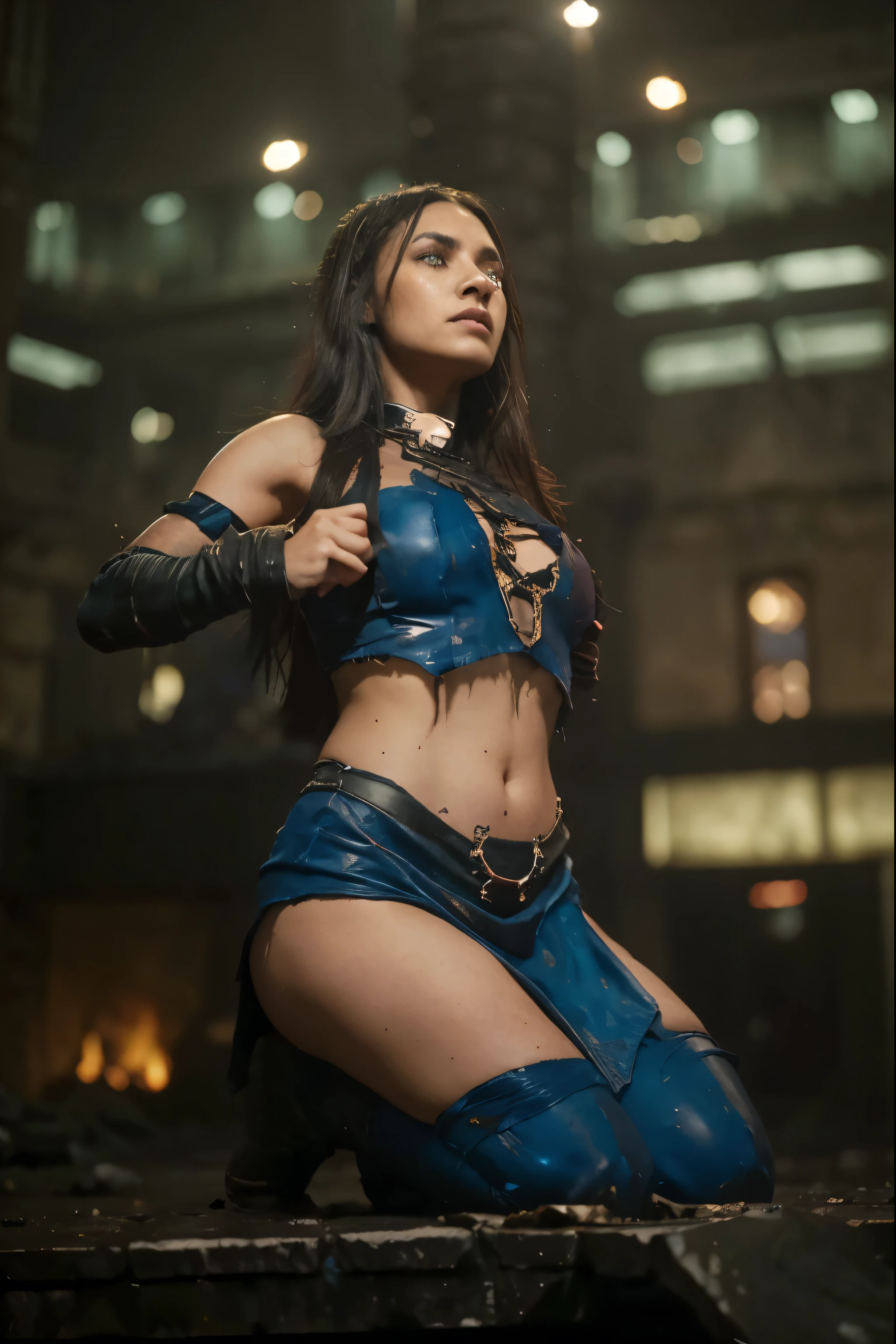 (Best quality, 8k, 32k, Masterpiece, UHD:1.2) "Envision the dark, foreboding landscape of the Netherrealm from the Mortal Kombat universe, a place of eternal torment and malevolence. The sky above is a swirling vortex of fiery reds and deep purples, constantly lit by flashes of hellish lightning. The air is thick with smoke and the acrid scent of brimstone, creating an oppressive and eerie atmosphere.
The ground is a barren wasteland of cracked, blackened earth, interspersed with pools of molten lava that bubble and spit, casting a sinister glow across the scene. Jagged rocks and twisted, barren trees dot the landscape, their forms contorted as if in eternal agony. The remnants of ancient, crumbling structures and eerie, skeletal remains are scattered throughout, hinting at a long history of violence and suffering.
In the distance, towering spires and ominous fortresses rise from the ground, their dark, gothic architecture adding to the sense of dread. These structures are adorned with grotesque statues and demonic symbols, highlighting the realm's association with dark magic and evil forces.
The environment is alive with the sounds of suffering—distant wails, growls of demonic creatures, and the relentless roar of fire and magma. Shadows flicker and dance across the desolate terrain, adding to the sense of constant, lurking danger.
In this hellish setting, the Netherrealm’s denizens—ghastly demons, tortured souls, and powerful sorcerers—roam, ready to engage in brutal combat or enact their dark wills. Capture the essence of the Netherrealm by emphasizing its oppressive atmosphere, the stark contrast between fire and darkness, and the pervasive sense of dread and eternal conflict."