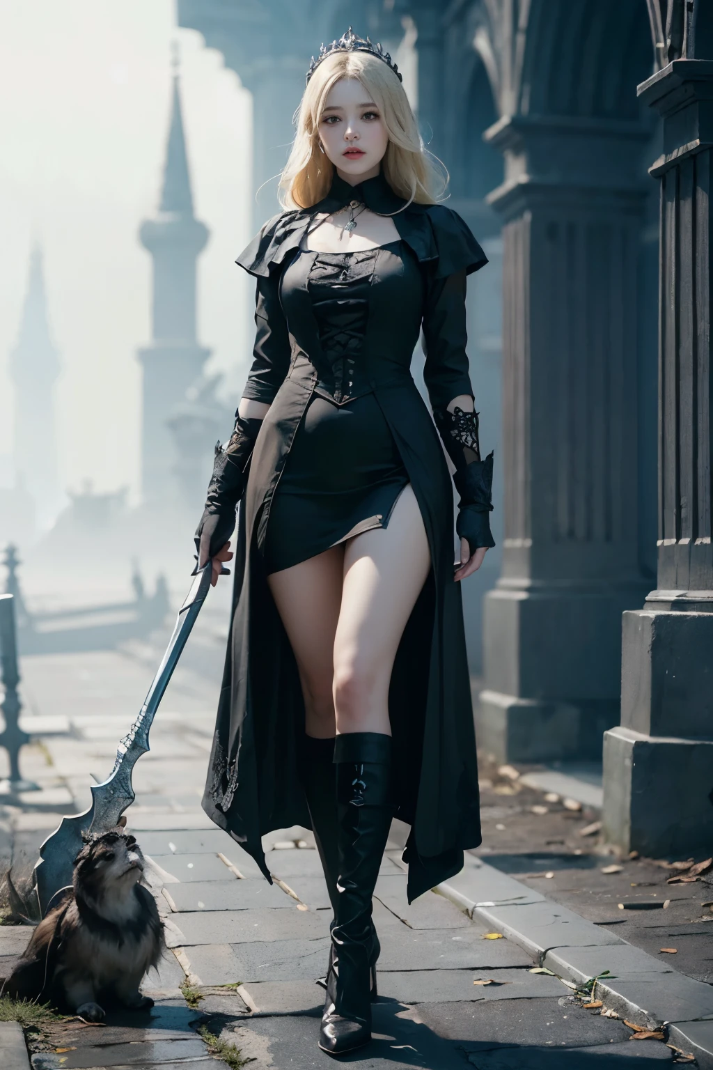 mpts
Copy
A female knight,Melon seed face,Yellow hair,diadems, Use the Octane renderer in your work to get highly detailed and realistic results,hyper HD, Wide-angle, Bokeh, Wide-angle, 1080p, High details, High quality, Masterpiece, bloodborne inspired, white background, gothic attire, gothic, occult aesthestic, occult, whole body, full body, body, mourning