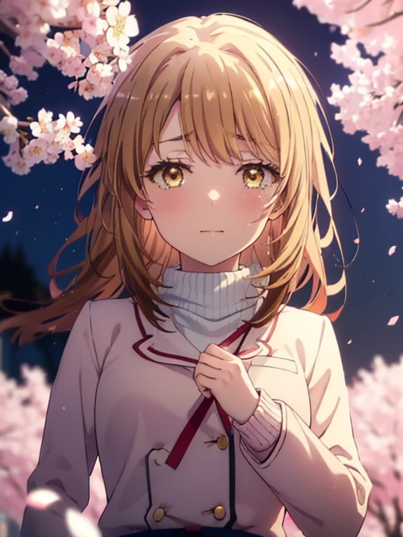 irohaisshiki, iroha isshiki, long hair, brown hair, (brown eyes:1.5), smile,yellow muffler,pink long coat There is space in front,white sweater,black long skirt,short boots,Big tears are running down her face,Crying with joy,cry a lot,A piece of paper with a large number of numbers written on it is pasted on the bulletin board in front of the school building.,happy crowd,cherry blossoms are blooming,Cherry blossoms are scattered,pink scenery,
break outdoors, University buildings,
壊す looking at viewer,Systemic
break (masterpiece:1.2), highest quality, High resolution, unity 8k wallpaper, (figure:0.8), (detailed and beautiful eyes:1.6), highly detailed face, perfect lighting, Very detailed CG, (perfect hands, perfect anatomy),