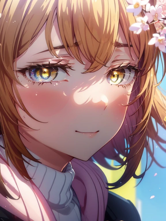 irohaisshiki, iroha isshiki, long hair, brown hair, (brown eyes:1.5), smile,yellow muffler,pink long coat There is space in front,white sweater,black long skirt,short boots,Big tears are running down her face,Crying with joy,cry a lot,A piece of paper with a large number of numbers written on it is pasted on the bulletin board in front of the school building.,happy crowd,cherry blossoms are blooming,Cherry blossoms are scattered,pink scenery,morning,Announcement of university results,
break outdoors, University buildings,
壊す looking at viewer,Systemic
break (masterpiece:1.2), highest quality, High resolution, unity 8k wallpaper, (figure:0.8), (detailed and beautiful eyes:1.6), highly detailed face, perfect lighting, Very detailed CG, (perfect hands, perfect anatomy),