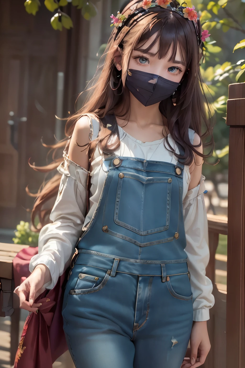 Best quality, masterpiece, super detailed high resolution, (realistic: 1.4), watercolor style, illustration, dazzling background color,, 1 Girl Holding Weapon, (Solo Exhibition: 1.2), (Denim Lens: 1.2), (Hair Crown: 1.2), Chinese Dunhuang Traditional Costume, No Straps, (Red Eyeliner: 1.2), (: 1.4), Earrings, Dynamic Angle, Opera House, messy_long_hair, Ink, Movie Lights, lens_flare, Velvet, Chrysanthemum, Tassels, Ribbons, Color Embroidery,