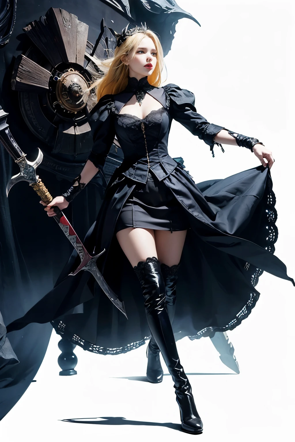 mpts
Copy
A male or female knight,Melon seed face,Yellow hair,diadems, hyper HD, Wide-angle, Bokeh, Wide-angle, 1080p, High details, High quality, Masterpiece, white background, bloodborne inspired, bloodborne, plain white background, gothic attire, gothic, occult aesthestic, occult, whole body, full body, body, mourning wear, templar inspired