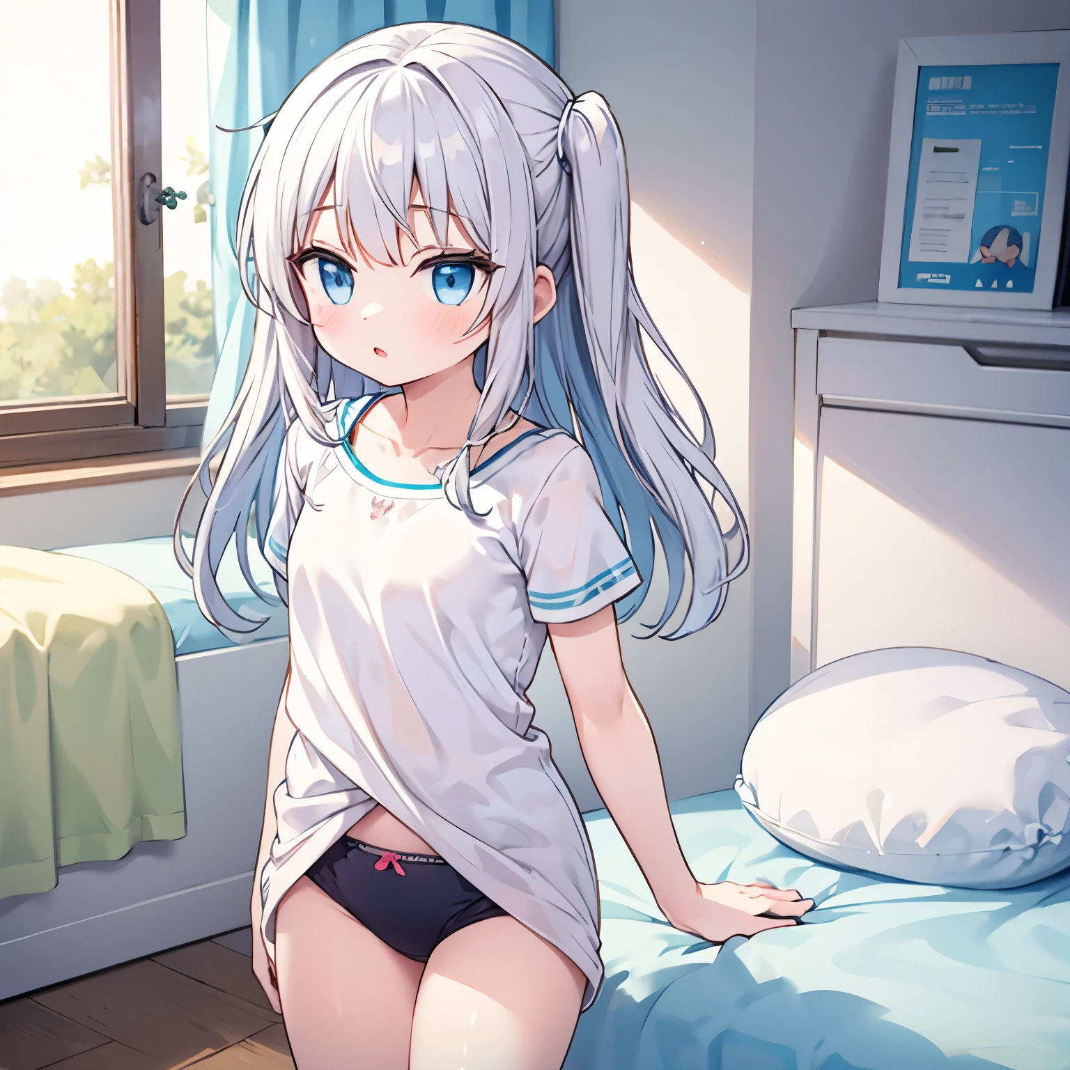 A girl who wear a diaper