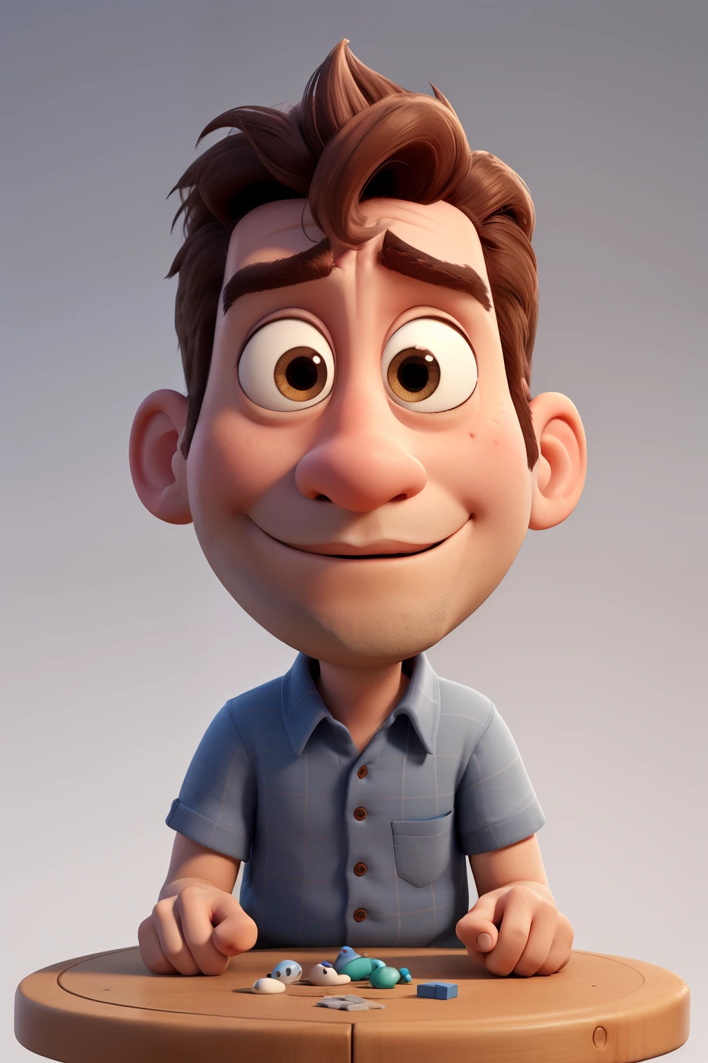 Disney Pixar style Pinocchio with a big nose with a little sad face as he got in a lie playing a game of two truth and a lie, plain simple background, portrait, minimalistic 3d animation style, 1080p HD, very detailed. PINOCCHIO should have a huge nose. He should be sad.