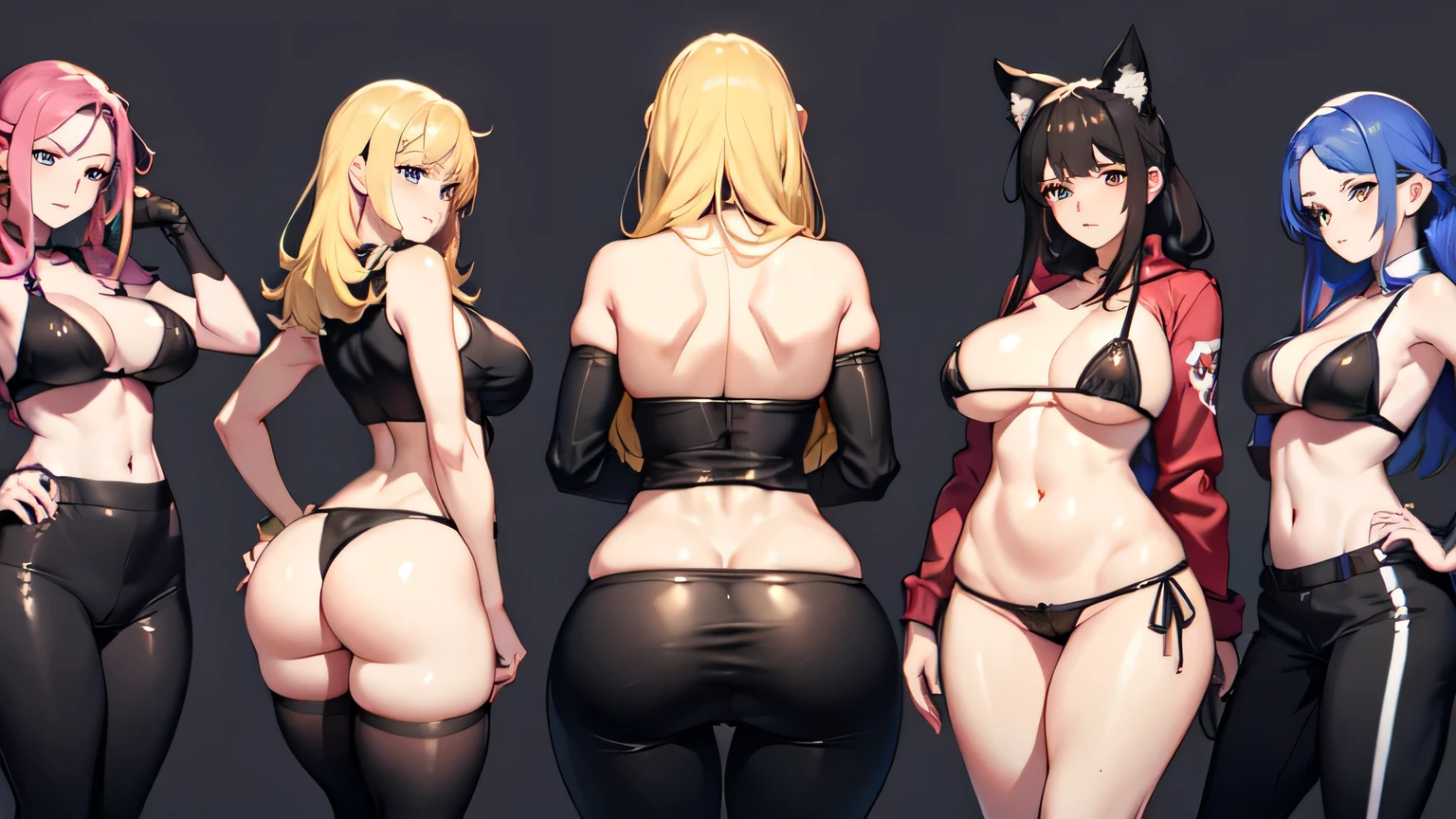 ((melhor qualidade)), ((obra de arte)), (detalhado), uma mulher adulta, olhando pro espectador, rosto perfeito, quadris largos e macios, focus on glutes, big, soft glutes, seios macios, seios lindos e marcados, back view, blusa banca, hidden hands, magra, shy, corada, em plano de fundo VAZIO, seios grandes, linda, duplo v, black pants, vergonha, perky glutes, cabelo curto, cabelo vermelho, olhar com vergonha, corada, sexy, sexy, garota de anime com bunda grande em shorts de couro preto e blusa preta, fofosexyrobutts, Oppai, curvando-se, Coxas grossas, Oppai, estilo de anime ecchi, detalhes finos. linha de frente das s, ecchi, Oppai proportions, (SFW)