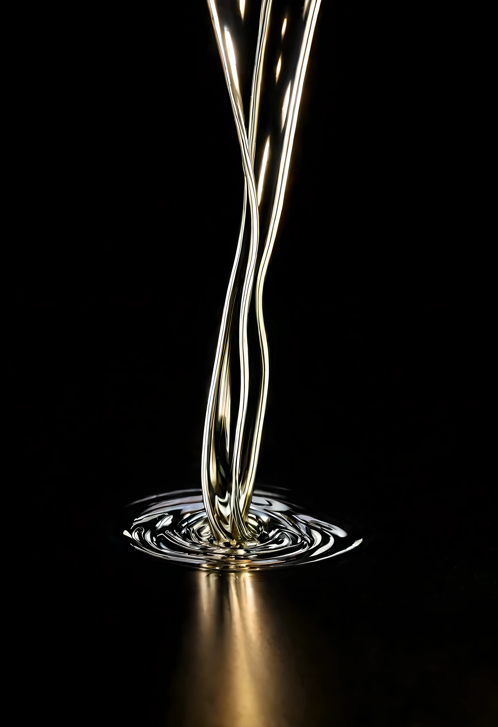 Silvery-white liquid metal, true metallic luster, liquid metal, flowing liquid metal, elemental, focused, ((simple dark background, studio lighting))