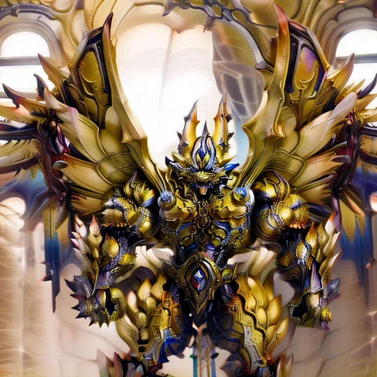 (Zeraora), (masterpiece, best quality, detailed:1.5), (nj5furry) (medieval armor:1.3)
sparkling skin,
Vibrant colors, 4K,
GOLD armor,
Its full plate armor emphasizes the muscles.
big muscle (pecs, triceps, traps)
unusually developed muscular body,
body full of huge muscles.
showing off muscles,
pectorales enormes.
Exaggeratedly huge muscles.
Gigachad Muscular,
Very muscular, Large pecs,
Spread wings,
It has wings.
have big wings.
has 10 large wings.
It has large golden wings.
The feathers on its wings are detailed and realistic.
