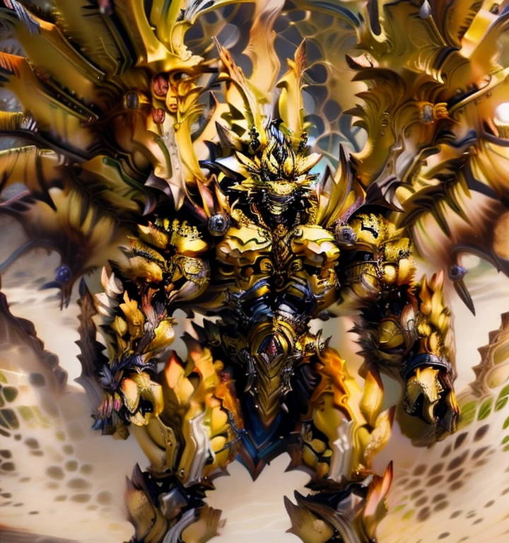 (Zeraora), (masterpiece, best quality, detailed:1.5), (nj5furry) (medieval armor:1.3) sparkling skin, Vibrant colors, 4K, GOLD armor, Its full plate armor emphasizes the muscles. big muscle (pecs, triceps, traps) unusually developed muscular body, body full of huge muscles. showing off muscles, pectorales enormes. Exaggeratedly huge muscles. Gigachad Muscular, Very muscular, Large pecs, Spread wings, It has wings. have big wings. has 10 large wings. It has large golden wings. The feathers on its wings are detailed and realistic.