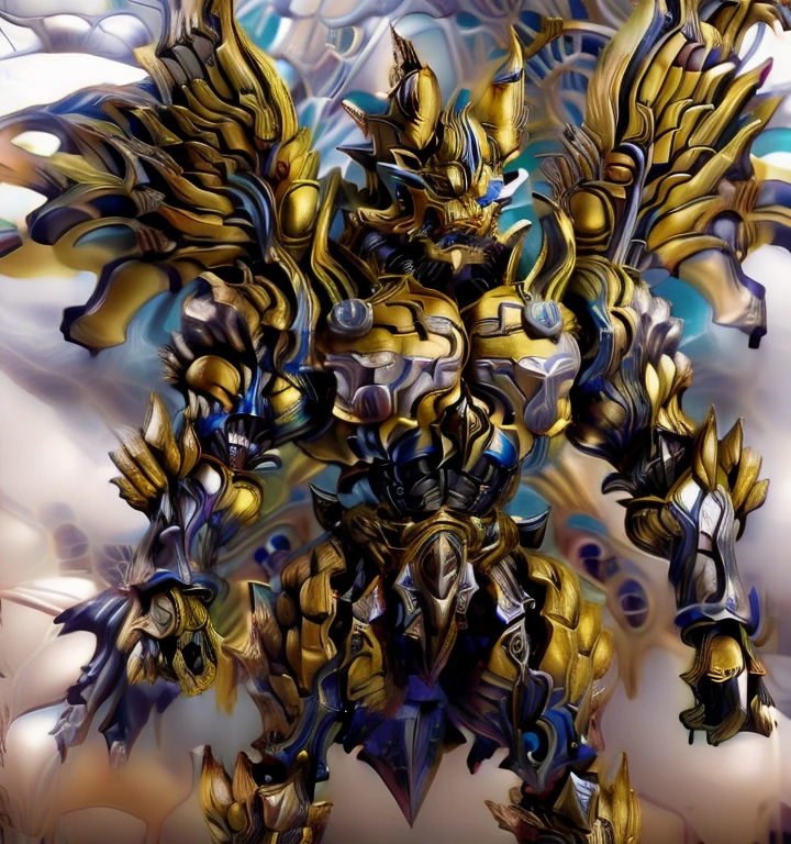 (Zeraora), (masterpiece, best quality, detailed:1.5), (nj5furry) (medieval armor:1.3) sparkling skin, Vibrant colors, 4K, GOLD armor, Its full plate armor emphasizes the muscles. big muscle (pecs, triceps, traps) unusually developed muscular body, body full of huge muscles. showing off muscles, pectorales enormes. Exaggeratedly huge muscles. Gigachad Muscular, Very muscular, Large pecs, Spread wings, It has wings. have big wings. has 10 large wings. It has large golden wings. The feathers on its wings are detailed and realistic.