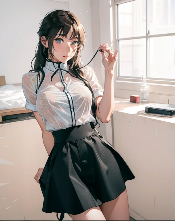 (Very detailedな CG Unity 8k 壁紙), (masterpiece), (highest quality), (Very detailed), (Best illustrations), (Best Shadow), (Absurd), 
BREAK
girl, Sweat, vapor, Center of chest, Browsing Caution, shy, Show Viewer, 