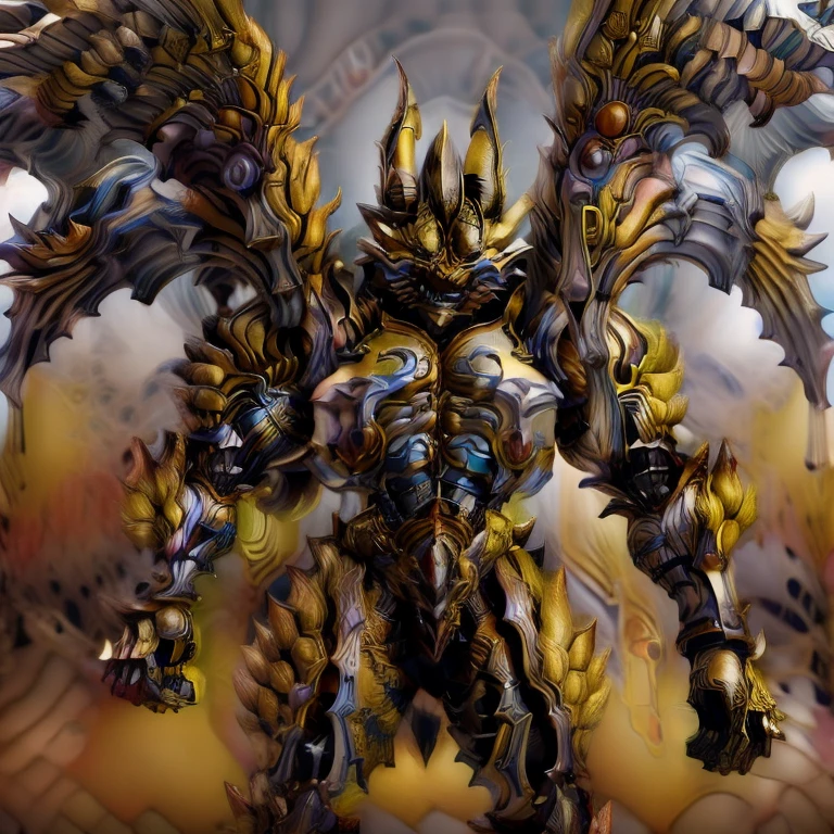 (Zeraora), (masterpiece, best quality, detailed:1.5), (nj5furry)
sparkling skin,
Vibrant colors, 4K,
GOLD armor,
Its full plate armor emphasizes the muscles.
big muscle (pecs, triceps, traps)
unusually developed muscular body,
body full of huge muscles.
showing off muscles,
pectorales enormes.
Exaggeratedly huge muscles.
Gigachad Muscular,
Very muscular, Large pecs, 
Spread wings,
It has wings.
have big wings.
has 10 large wings.
It has large golden wings.
The feathers on its wings are detailed and realistic. 