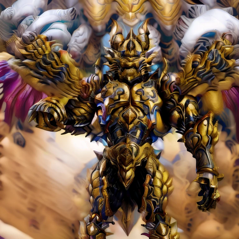 (Zeraora), (masterpiece, best quality, detailed:1.5), (nj5furry)
sparkling skin,
Vibrant colors, 4K,
GOLD armor,
Its full plate armor emphasizes the muscles.
big muscle (pecs, triceps, traps)
unusually developed muscular body,
body full of huge muscles.
showing off muscles,
pectorales enormes.
Exaggeratedly huge muscles.
Gigachad Muscular,
Very muscular, Large pecs, 
Spread wings,
It has wings.
have big wings.
has 10 large wings.
It has large golden wings.
The feathers on its wings are detailed and realistic. 