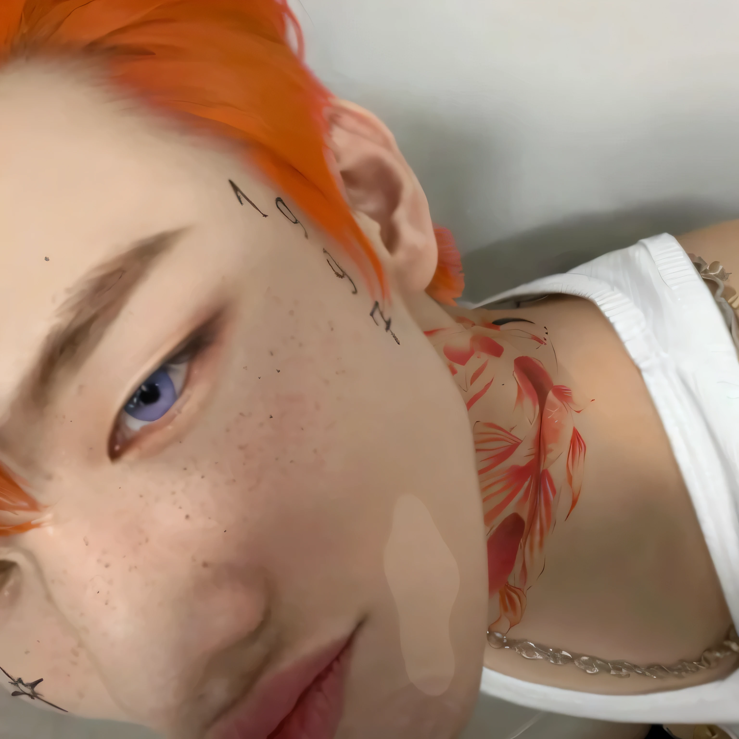 hay una mujer pelirroja y con tatuajes en el cuello, Fotorrealista!!!!!!! Estilo de Arte, realistic art style, realism artistic style, retrato de ultra realista, imagen ultra realista, hyperrealistic aesthetic, estilo hiperrealista, hyperrealism artistic style, ((Fotorrealista)), hyperrealistic aesthetic, anime hiperrealista, estilo anime realista 3d, Fotorrealista artstyle