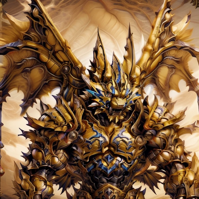 (Zeraora), (masterpiece, best quality, detailed:1.2), (nj5furry), (medieval armor:1.3) sparkling skin, Vibrant colors, 4K, GOLD armor, Its full plate armor emphasizes the muscles. big muscle (pecs, triceps, traps) unusually developed muscular body, body full of huge muscles. showing off muscles, pectorales enormes. Exaggeratedly huge muscles. Gigachad Muscular, Very muscular, Large pecs, Spread wings, It has wings. have big wings. has 10 large wings. It has large golden wings. The feathers on its wings are detailed and realistic.