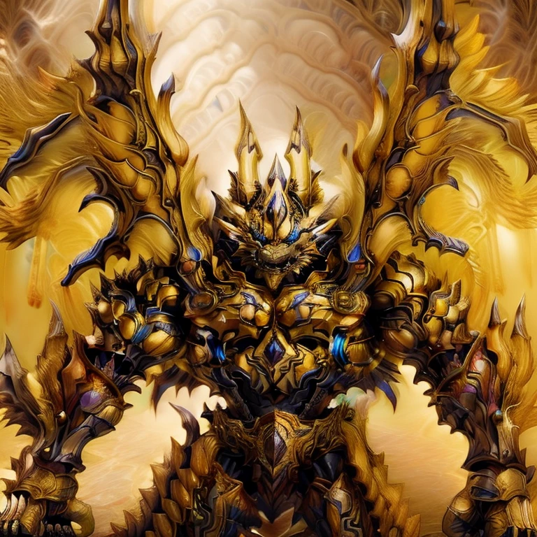 (Pokémon) (Zeraora), (masterpiece, best quality, detailed:1.2), (nj5furry), (medieval armor:1.3) sparkling skin, Vibrant colors, 4K, GOLD armor, Its full plate armor emphasizes the muscles. big muscle (pecs, triceps, traps) unusually developed muscular body, body full of huge muscles. showing off muscles, pectorales enormes. Exaggeratedly huge muscles. Gigachad Muscular, Very muscular, Large pecs, Spread wings, It has wings. have big wings. has 10 large wings. It has large golden wings. The feathers on its wings are detailed and realistic.