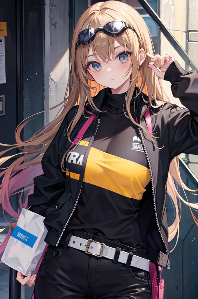 Beautiful girl wearing goggles Black jersey cool