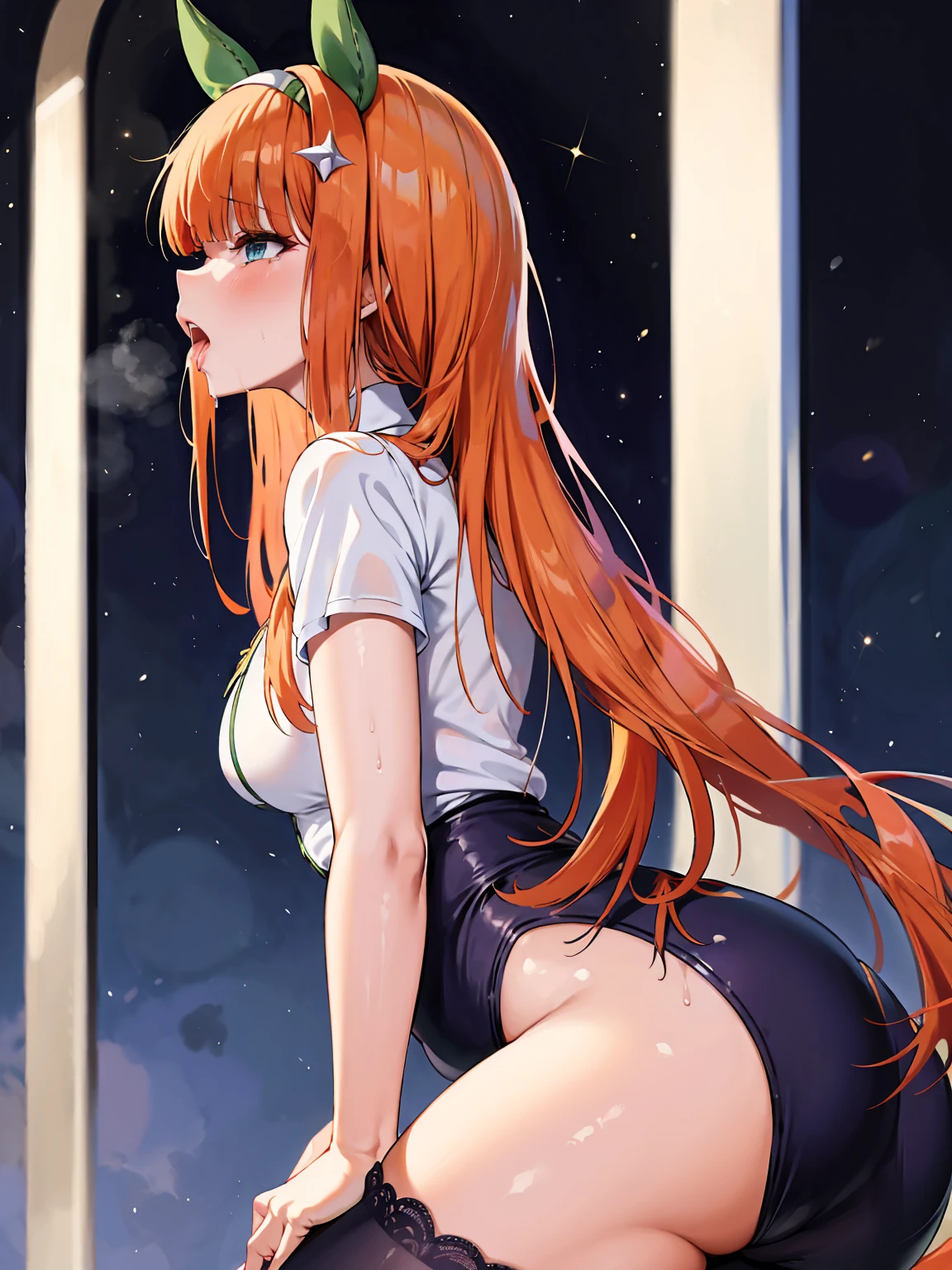 Silence Suzuka、Beautiful woman、Very thick thighs、Acme Face、Best image quality、High resolution、masterpiece、super high quality、Thick pubic hair、Screaming orgasm face、Purple lace panties、Very big ass、Very large breasts 、Blushing、4K quality、Blushing、Cry of ecstasy、Wearing black knee socks、Sweaty all over、Heavy breathing、Cowboy Shot、Shaking breasts、上下にShaking breasts、Penis sheath、Cowboy Shot、Have sex with a man、Multiple menに囲まれている、Multiple men、{highest quality}, {so beautiful}, {Super detailed}, {Best illustrations}, Browsing Caution, girl, Blowjob, penis