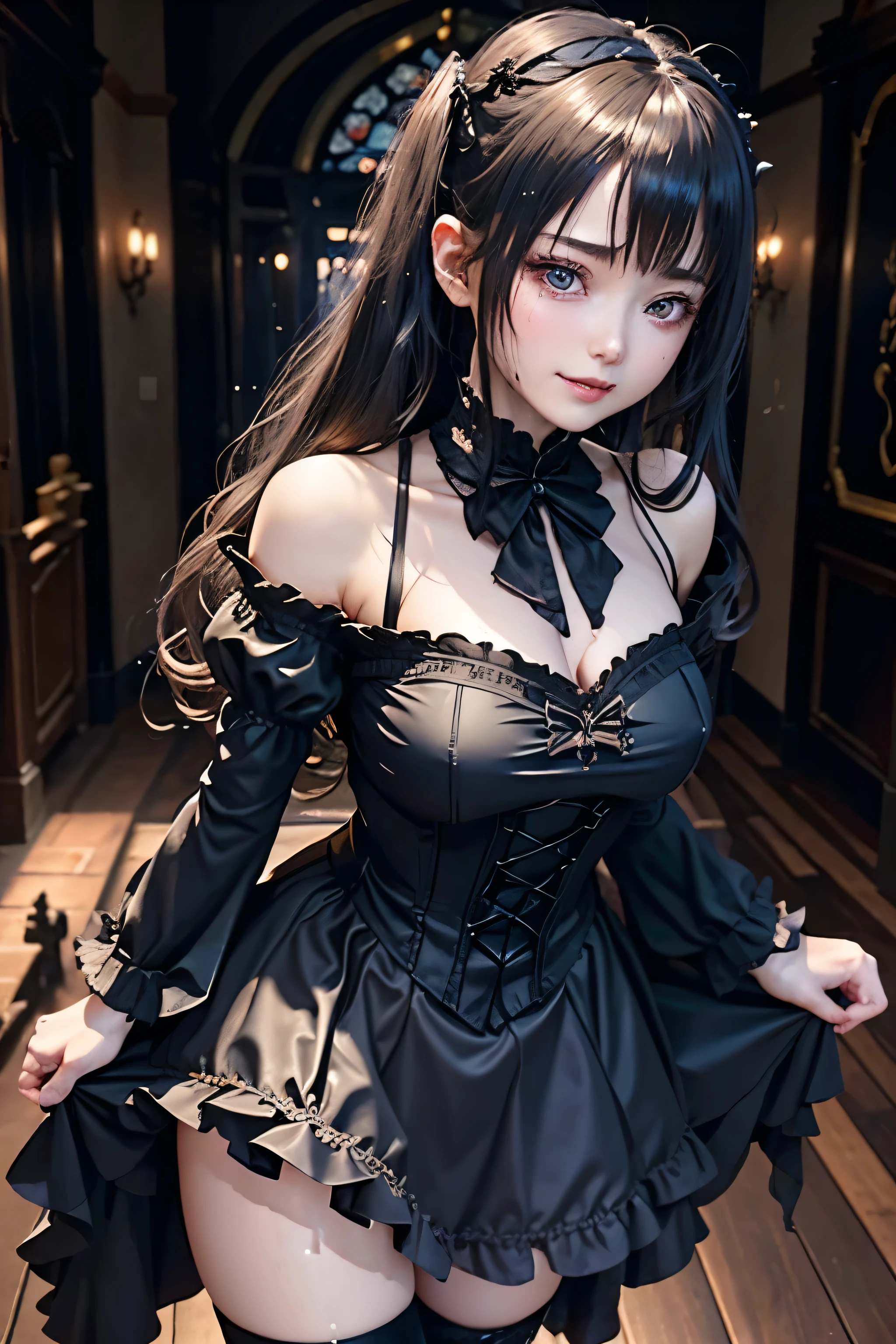 ハードDark Gothicメイク、Deep Night Sky、Horror、Black dark eyeshadow、sad、Good skin radiance、Dark Gothicメイク、Dark smile、palace、24-years-old、Embarrassed look、Dark Gothic、Obscene language、highest quality、Drunk face、紫のMaid clothes、Mysterious、Noble、sexy、Loving smile、Right blue eye, Left eye is red、Platform Heel Shoes、Heavy makeup、Gothic Lolita Clothing、Silver Hair、Long Hair Straight Hair、Cute Gothic Lolita Dress、Beautiful Face、elegant features、Fascinating face、Stained glassが背景、Chest glistening with sweat、The room is dark、gothic long dress、Bell Sleeves、Wizard Sleeve、Decadent look、Sexually excited expression、Glossy thighs wet with water、Thighs that are wet and shiny with oil、Background of a room full of roses、The embroidery is pink、The dress has pink embroidery、Thigh-high socks、Knee-high socks、Gentle expression、Dark black eyeshadow、Stained glassと薔薇背景、Female Duo、Female couple、dark church background、Stained glass、Black metal world、Dark Castle、Slender body、gothic long dress、Maid clothes、Victorian dresses、Her thighs glisten with sweat、My body is wet and shiny、Lots of glitter on the thighs、My thighs are sticky from sweating、Sweat glistens on the thighs, The whole body is sweaty and shiny、Quite sweaty、My thighs are sweaty、My thighs are so wet、My thighs are shining with sweat、A lot of sweat glistens all over the body、Small breasts、Orchestra StageStage、Dynamic Angle、sitting on a gothic chair、Play the violin gracefully、With a violin、Press the violin strings、violinist、orchestra performance、Thin thighs、slender、Violin body and strings、