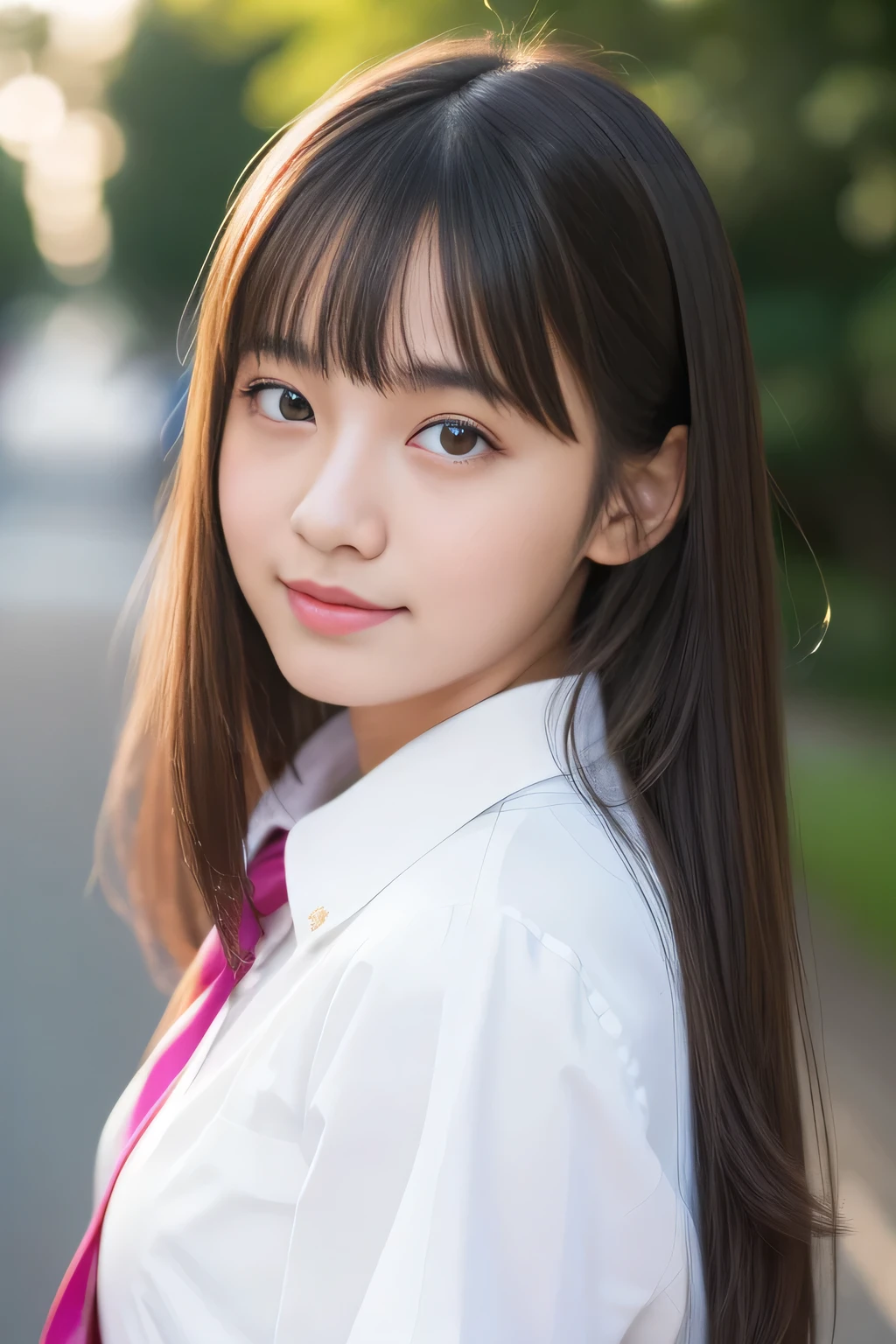 (highest quality,8k,超A high resolution:1.2),(Cute Japanese Girl),(High school girls、17 years old),High School Girl's Miracle、Kindness、Green scenery
