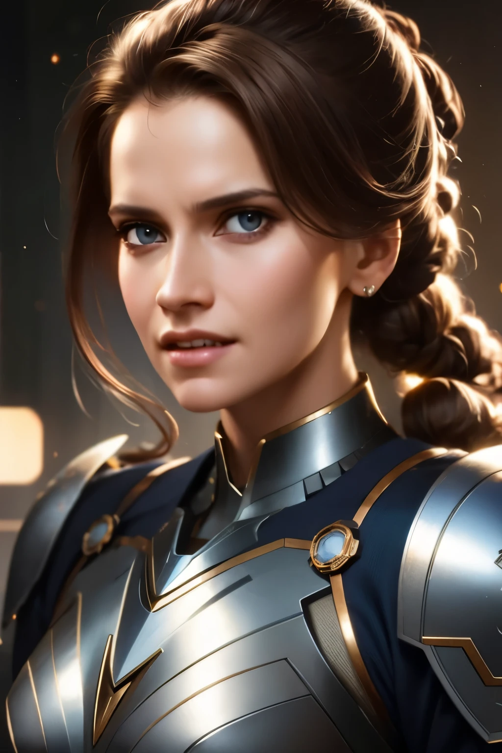 a close up full figure of a woman in a suit of armor, medium close - up ( mcu ), 8k artgerm bokeh, wojtek fus, ig model | artgerm, ross tran 8 k, by ruan jia and stanley artgerm, by Jason Chan, cinematic. by leng jun, by Yang J, yanjun chengt