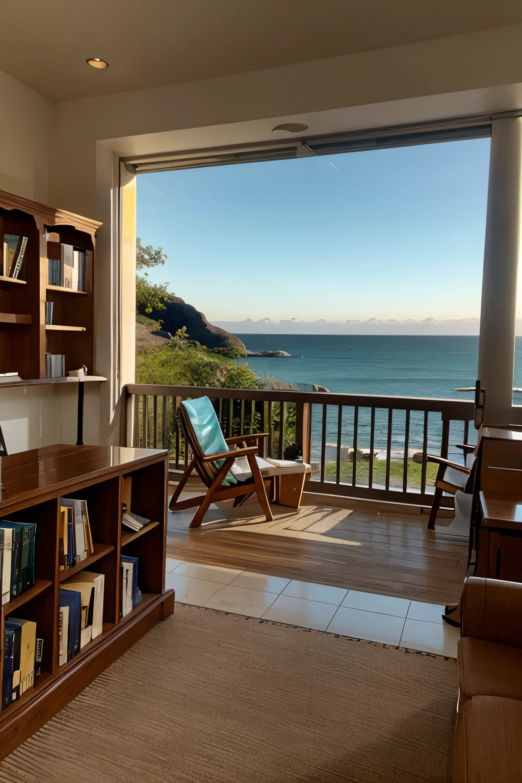 Quiet library by the sea.