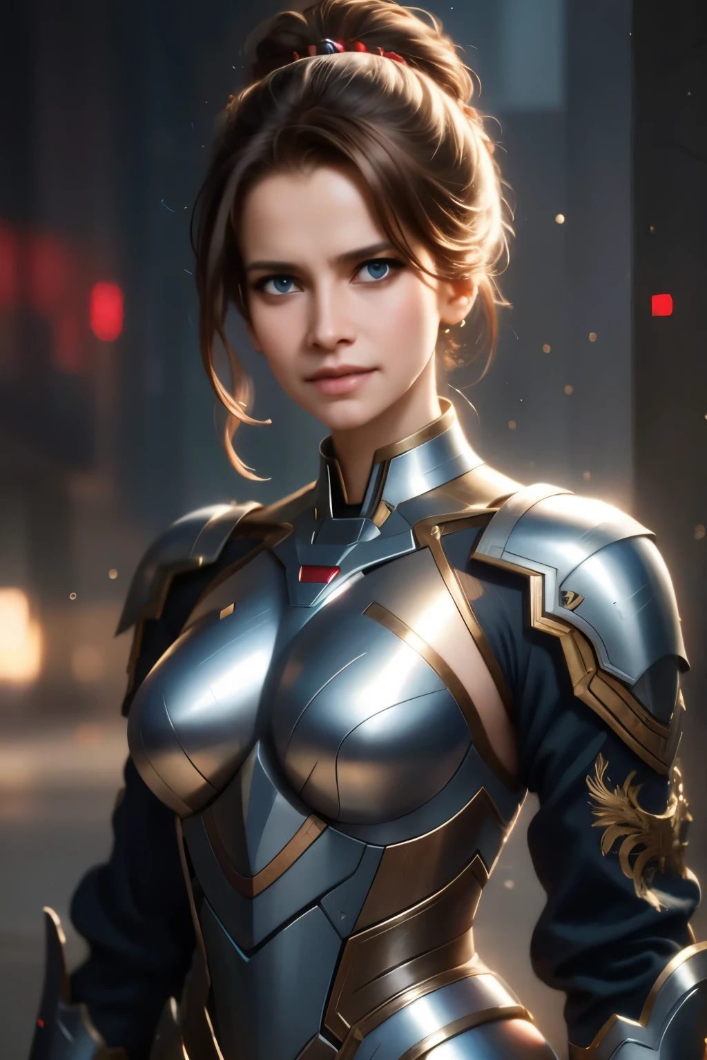 a close up full figure of a woman in a suit of armor, - up ( mcu ), 8k artgerm bokeh, wojtek fus, ig model | artgerm, ross tran 8 k, by ruan jia and stanley artgerm, by Jason Chan, cinematic. by leng jun, by Yang J, yanjun chengt