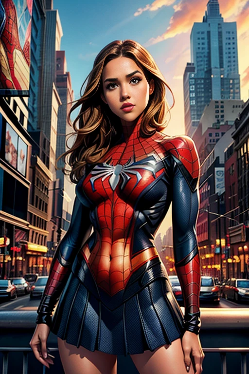 Jessica Alba、マーベルコミックの映画Poster、so beautiful、Movies about Spider-Man、sexy、whole body、Wearing a skirt、Premiere Date、Poster、belly buttonを突き出す、new york、She's wearing a ripped Spiderman suit、The suit is torn、Wearing a skirt、Red and black color scheme、dynamic、masterpiece、highest quality、Super detailed、Very detailed、Delicate and beautiful shine、Ultra-high resolution、Cinematic、break、breakドロップ、(Torn clothes:1.5)、(Wet clothes:1.4)、Bare shoulders、Real Rain、Wet Hair、belly button、Exposed Skin、sexyな肩を披露