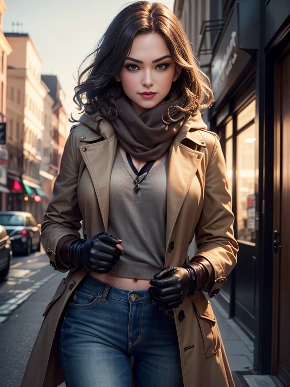 Yvonne Strahovski、(masterpiece:1.0)、(highest quality:1.2)、(Dark Shot:1.3)、Classic Rogue、1991 Rogue X-Men、1 girl、Only one person、Head to Toe、standing on street corner、Elegant pose、(clothing: Brown winter coat、Brown hood、Down lining、White scarf、gloves、jeans) Medium Hair、Brown Hair、Wavy Hair、1 grey hair、Green Eyeischievous look、Grin、Spread your lips、Red lipstick、Heavy makeup、Confident expression、Backlight、(realism: 1.5)、(realism: 1.4)、(Messy: 1.4)、8k、Very detailed、Detailed beautiful woman、(background: midnight、It&#39;s snowing、Downtown New York、Snowy Night)、Official Art、Very detailedな CG Unity 8k 壁紙、Perfect lighting、colorful、超High resolution、photograph、8k、High resolution、Kodak Portrait 400、Film Grain、ぼやけたbackground、(Bokeh:1.2)、(Bright colors:1.2)、Film Grain:1.2、(warm color、warm colorトーン:1.2)、(カラーphotograph)、プロのphotograph