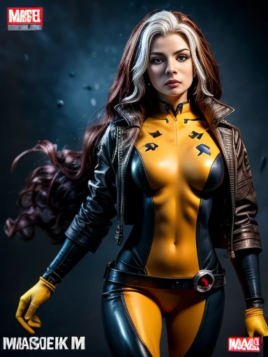 Kristin Kreuk、masterpiece、High quality 4K、villain (X-Men)、Gothic Girl、Sculpted Body Gothic Makeup、Black jacket、Red and blue bodysuit、masterpiece、highest quality、Cowboy Shots、one personの女の子、one person、Technology Military Bodysuit、fringe