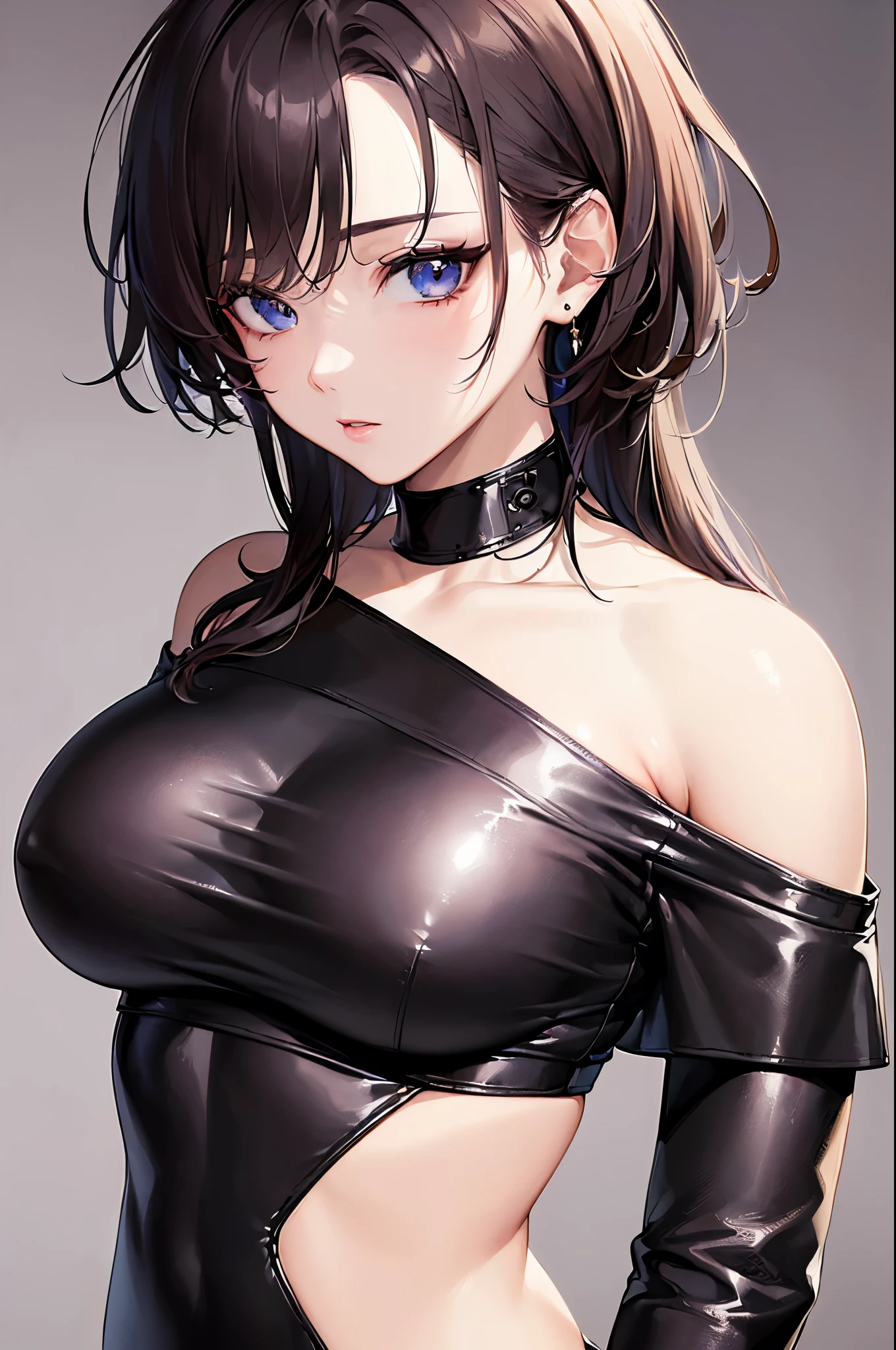 (((masterpiece))), (((High resolution))), (((8K quality))), (((perfect face))), (((Korean idol))), (((off shoulder tops))), ((leather pants)), (((high resolution face))), (((top quality eyes))), (((detailed face))), (((detailed texture))), look at the camera, big tits