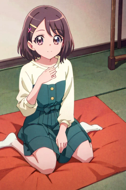 highest quality, masterpiece, One girl, alone, Alluring face, Sitting on the floor in seiza position:1.3、Looking up at the viewer、Western-style room、whole body, Hanadera Nodoka,